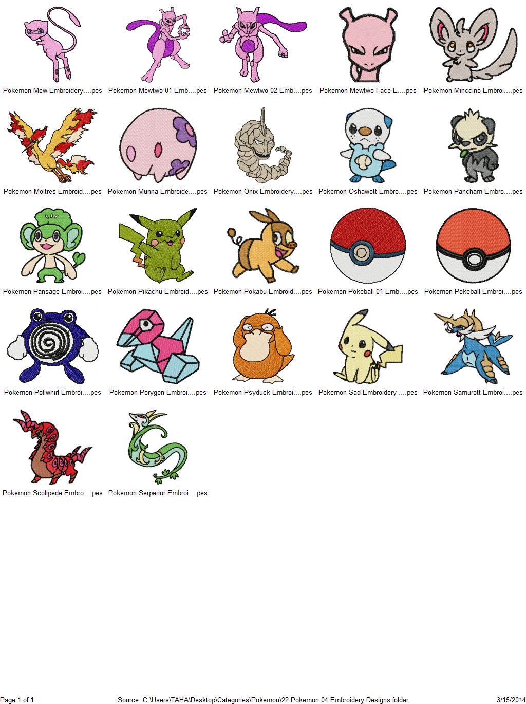 Package 22 Pokemon 04 Embroidery Designs